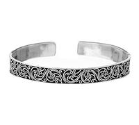 81stgeneration Women's 925 Sterling Silver Oxidised Filigree Antique Adjustable Bangle Bracelet