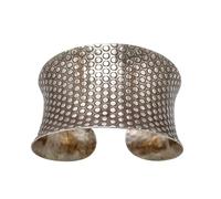 81stgeneration Women's 999 Fine Silver Karen Hill Tribe Wide Dotted Adjustable Cuff Bangle Bracelet
