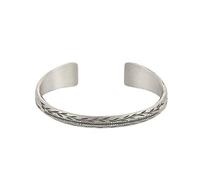 81stgeneration Women's 999 Pure Silver Karen Hill Tribe Chunky Torque Leaf Engraved Bangle Bracelet