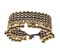 81stgeneration Women's Brass Gold Anklet with Bells 27 cm - Ethnic Jewellery - Wide Cord Beaded Ankle Bracelet - Indian Style Payal Anklets - Gypsy Festival Fashion - Feet Jewelry for Women