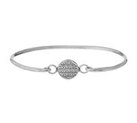 81stgeneration Women's Brushed 925 Sterling Silver Flower of Life Sacred Geometry Bangle Bracelet