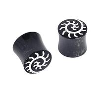 81stgeneration Women's Men's Black Horn 10 mm 00 Gauge Stretcher Plug Stud Spiral Tribal Earrings