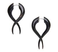 81stgeneration Women's Men's Black Horn Fake Taper Stretcher Handmade Twist Tribal Earrings