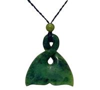 81stgeneration Women's Men's Hand Carved Nephrite Jade Large Whale Tail Pikorua Pendant Necklace