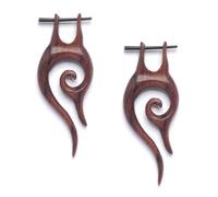 81stgeneration Women's Men's Wood Handmade Stick Fish Hook Tribal Earrings