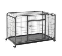 81x125cm Metal Dog Cage Kennel Locking Door & Wheels Extra Large Pets Pawhut