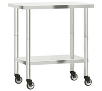 (82.5 x 55 x 85 cm) vidaXL Kitchen Work Table with Wheels Prep Catering Table Stainless Steel