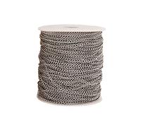 82 Feet/25M Soldered 304 Stainless Steel Curb Chains 3.5x2.5x0.5mm Twisted Links Cross Cable Chains Silver Plated with Spool for Jewelry Making