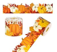 82 Ft Fall Bulletin Board Borders Pumpkin Maple Leaves Border Trim Roll Autumn Classroom Bulletin Board Decorations for School Classroom Office Chalkboard Wall Autumn Thanksgiving Party Decor