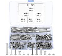 82 Pcs Chicago Screws, M5 Book Binding Screws, Chicago Binding Screws Posts, Cross Head Binding Screw Posts, Chicago Button Screws, Metal Screw Rivets for Leather Craft Bookbinding, 12/25/35/45 mm