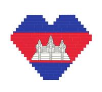 82 Piece Heart Shaped Building Brick Puzzle Art Block 3D Jigsaw Desk Decor Cambodia Flag Print