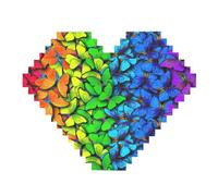 82 Piece Heart Shaped Building Brick Puzzle Art Block 3D Jigsaw Desk Decor Colorful Butterfly Print