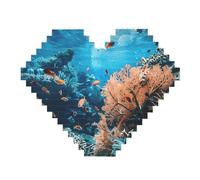 82 Piece Heart Shaped Building Brick Puzzle Art Block 3D Jigsaw Desk Decor Coral Reef Print