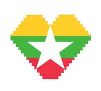 82 Piece Heart Shaped Building Brick Puzzle Art Block 3D Jigsaw Desk Decor Flag of Myanmar Print