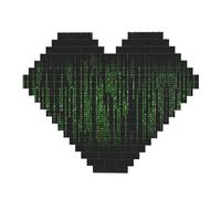 82 Piece Heart Shaped Building Brick Puzzle Art Block 3D Jigsaw Desk Decor Green Number Binary Print