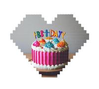82 Piece Heart Shaped Building Brick Puzzle Art Block 3D Jigsaw Desk Decor Happy Birthday Cake Print