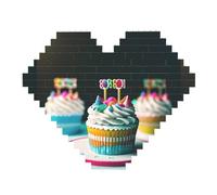 82 Piece Heart Shaped Building Brick Puzzle Art Block 3D Jigsaw Desk Decor Happy Birthday Cakes Print
