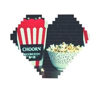 82 Piece Heart Shaped Building Brick Puzzle Art Block 3D Jigsaw Desk Decor Movie Clapboard and Popcorn Print