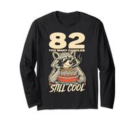 82 Too Many Candles Still Cool Funny 82nd Birthday Raccoon Long Sleeve T-Shirt