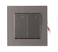 82-Type Tempered Glass Panel Wall Switch, Two-Way Dual Control, Fluorescent Locator, 82x82mm, Flame-Retardant PC, for for Tin Phosphor Bronze Core, White/Gray/Black(Gray)