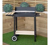 82 x 29cm Charcoal BBQ Grill Trolley with Shelves on Wheels