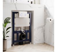 820mm Wall Hung Toilet Frame & White Glass Sensor Dual Flush Plate with Concealed Cistern - Purificare