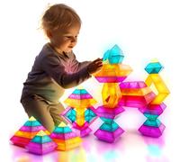 8218A 30-Piece Pyramid Stacking Blocks for Toddlers & Preschool | STEM Light Table Educational Toys for Ages 2-6