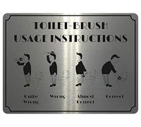822 TOILET BRUSH USAGE INSTRUCTION Funny Metal Aluminium Plaque Sign House Office Pub (15x10cm., Brushed Silver)