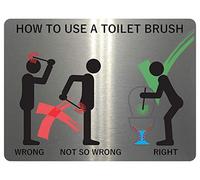 823 HOW TO USE A TOILET BRUSH Funny Metal Aluminium Plaque Sign House Office Pub (15x10cm., Brushed Silver)