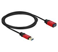 82753 Cable USB A Female, USB A Male Gold Plated 2m Black Metal DELOCK