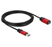 82754 Cable USB A Female, USB A Male Gold Plated 3 Metre Black Metal DELOCK