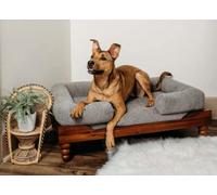 828 Pet Supplies | Large Orthopedic Memory Foam Dog Bed - Acorn Style - Raised Dog Bed - Carved Legs - Stain Resistant Cushion - Luxury Pet Sofa