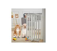 82cm H Extra Tall Freestanding Pet Gate 4-Panel Wooden Dog Fence with 2 Support Feet Folding Dog Gate for Indoor The hot sale White One Size