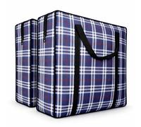 82L Extra Large JUMBO 190 GSM Oxford Fabric Waterproof Storage Bags with Zipper & Strong Handles - Heavy Duty Reusable for Moving, Laundry & Bedding (2PCS NAVY BLUE)