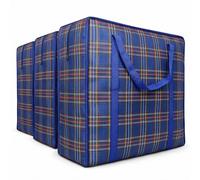 82L Extra Large JUMBO 190 GSM Oxford Fabric Waterproof Storage Bags with Zipper & Strong Handles - Heavy Duty Reusable for Moving, Laundry & Bedding (3 PCS BLUE)