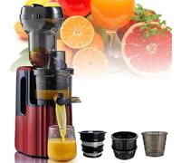 82Mm Slow Cold Press Juicer - Automatic Masticating Juicer Machine, Powerful Fruit & Vegetable Extractor with Large Feeding Chute, for Home & Party red