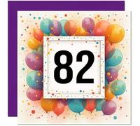 82nd Birthday Card for Men Women - Any Age - Balloon Birthday Card for 82 Year old Woman Ladies Grandma Mum Aunt Nan Friend Sister Eighty Two Eighty Second Nanny