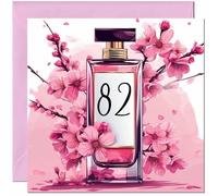 82nd Birthday Card for women - Cherry Blossom Perfume Age - Elegant Classy Birthday Card for 82 Year old Woman Ladies Grandma Nan Mum Aunt Nan Friend Sister Eighty Two Eighty Second Nanny