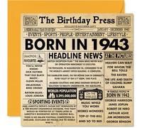 82nd Birthday Cards for Men Women - Born In 1943 Newspaper - Happy 82 Birthday Card for Grandad Grandma Nan Vintage Retro Back In 1943, 145mm Bday Greeting Cards