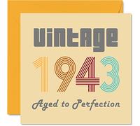 82nd Birthday Cards for Men Women - Vintage 1943 Aged To Perfection - 82 Birthday Card Funny for Her Him, 145mm Greeting Cards Mum Dad Grandad Grandpa Grandma Nanny