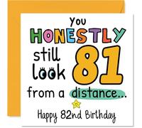 82nd Birthday Cards for Women Men - From a Distance - Happy Birthday Card for 82 Year Old Woman Man Dad Wife Uncle Nan, 145mm Bday Greeting Cards
