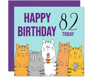 82nd Happy Birthday Card - Cute Cats Birthday Card for 82 Year old Eighty Two Eighty Second