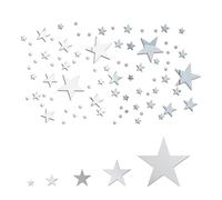 82Pcs Acrylic Star Mirror Wall Stickers Star Shape Mirror Sticker 3D Stars Mirrored Decals for Home Living Room Bedroom Wall Art DIY Decor