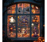 82PCS Halloween Window Clings, 10 Sheets Halloween Decorations, Cute Witch Tree Zombie Ghost Patterns PVC Window Stickers for Treat or Trick Party Favors Decal Supplies Decor Accessories