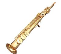 82Z Brass Straight Treble Sax Saxophone Bb B Flat Woodwind Instrument Natural Shell Key Carve Pattern(Gold)