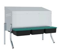 vidaXL Chicken Nesting Box 3 Compartments - Galvanised Steel Hen Coop with Legs/Easy Egg Collection/Open Ventilation for Poultry/Indoor-Outdoor Use/Silver Green Black - Adjustable Height