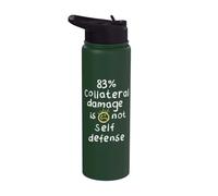 83% Collateral Damage is Not Self Defense Stop War Activism Stainless Steel Insulated Water Bottle