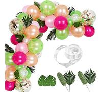 83 PCS Tropical Balloon Garland Decoration, Party Decoration Set, Palm Leaves Balloon Stripes, for Tropical Theme, Beach Party