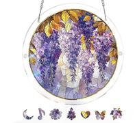 83 Pieces Hanging Acrylic Suncatcher Puzzle,DIY Acrylic Jigsaw Puzzle for Adults, 2mm Transparency Acrylic, Acrylic Suncatcher Puzzles for Doors Garden Window (Stained Glass Wisteria, 8 Inches)