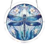 83 Pieces Hanging Acrylic Suncatcher Puzzle,DIY Acrylic Jigsaw Puzzle for Adults, 2mm Transparency Acrylic, Acrylic Suncatcher Puzzles for Doors Garden Window (Blue Dragonfly, 9 Inches)